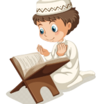 Muslim boy learning Quran.Islamic education for kids through Quran reading and memorization.