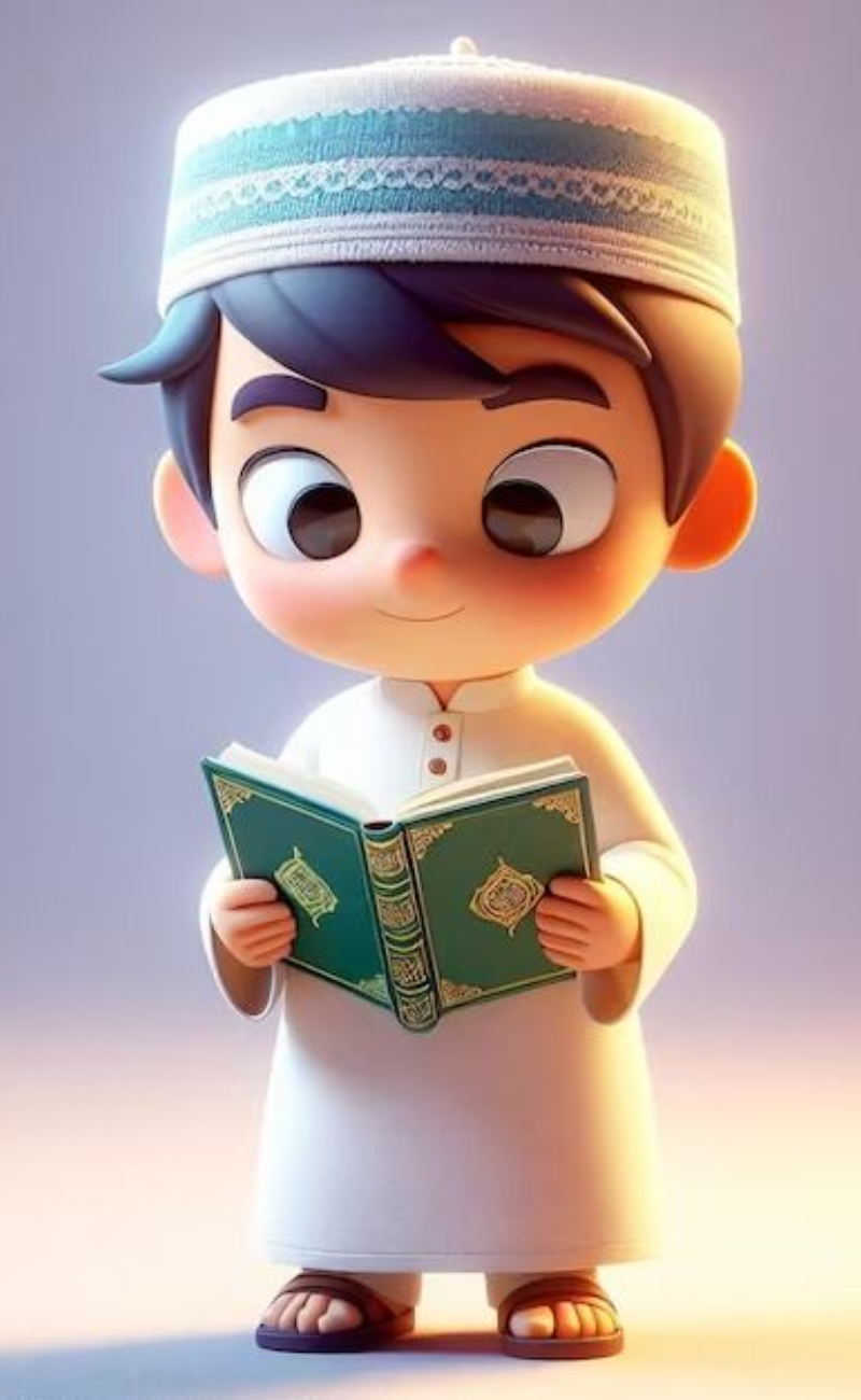A 3d animated kid learning Quran online in Uk