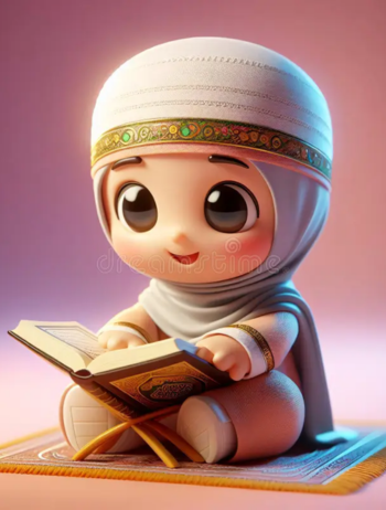 A cute animated child reading a book, representing online learning.