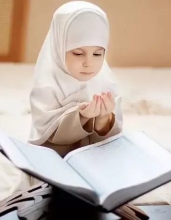 "Muslim little girl reading the Quran, highlighting the importance of learning to read the Quran for spiritual, educational, and personal growth