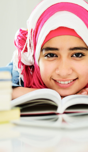 A muslim little girl memorize Quran