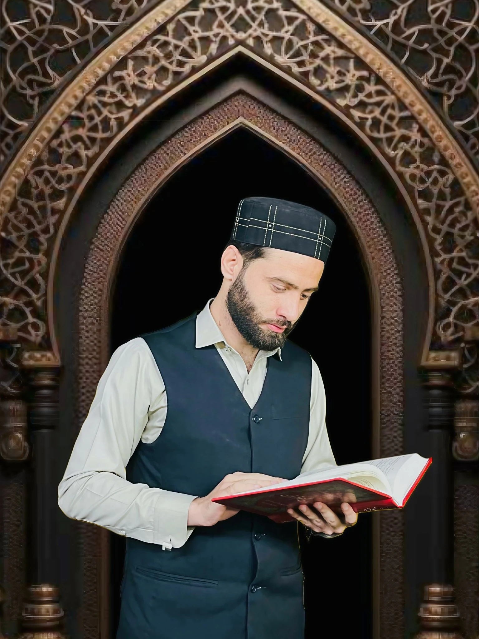Quran Teacher standing in the masjid.