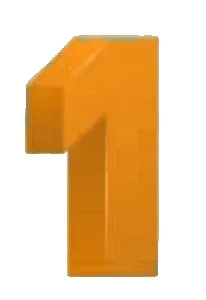 3D Number 1 in Orange Color with Bold Design