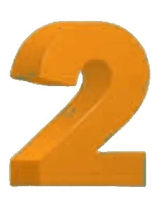 3D Number 2 in Orange with Sleek Curved Design