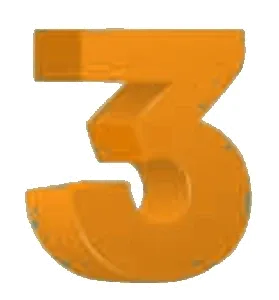 3D Number 3 in Orange with Distinctive Bold Shape