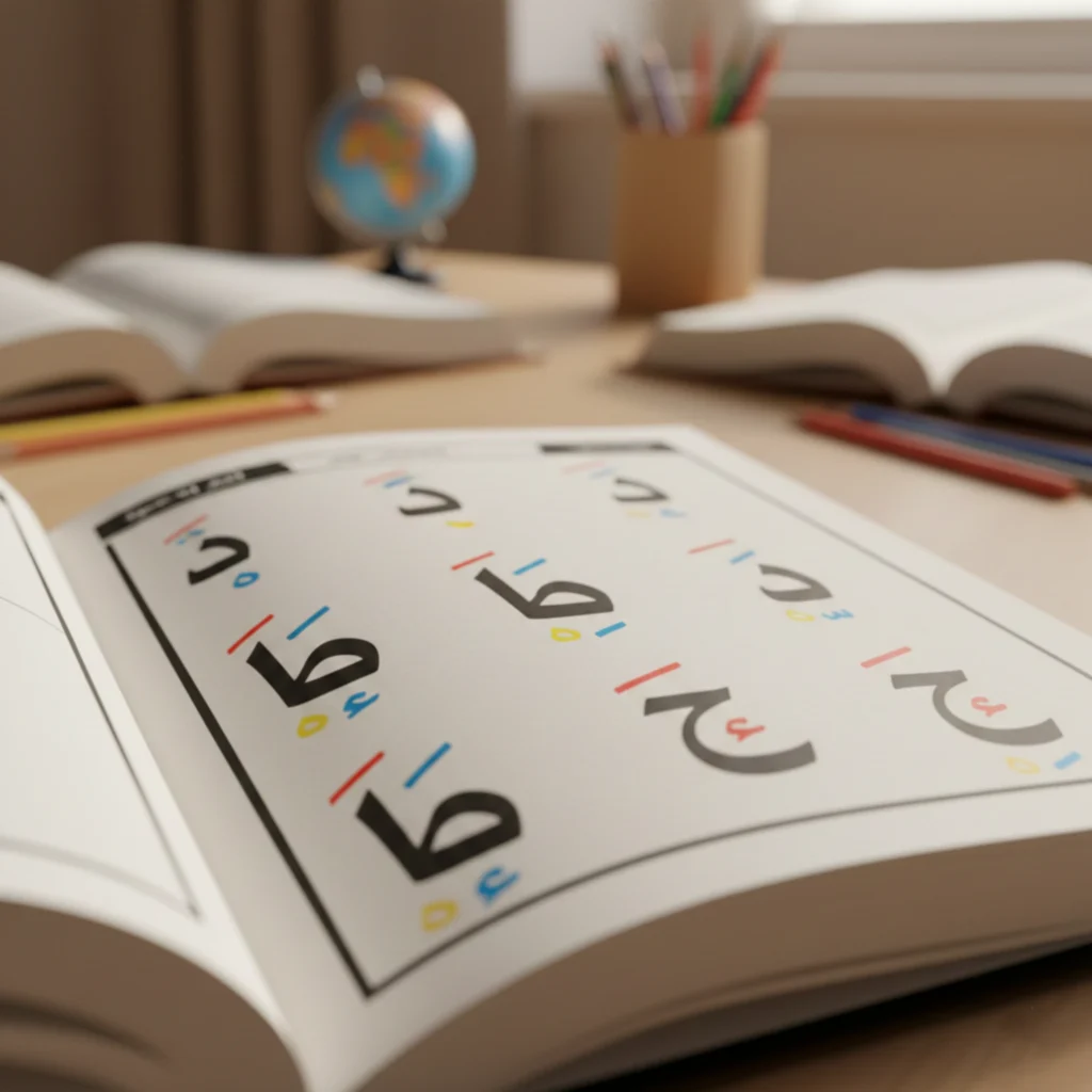 Arabic Noraani Qaida showing letters with tajweed symbols