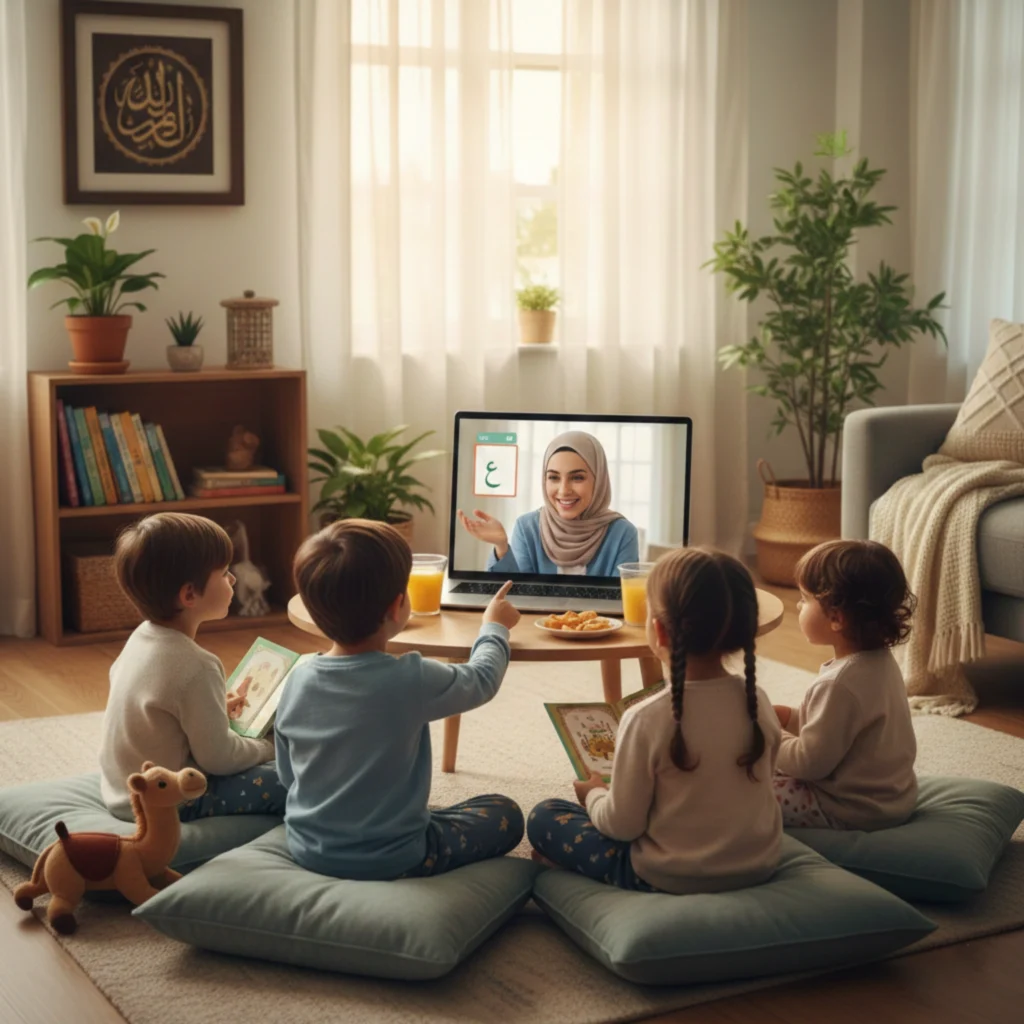 Children learning Quran online with a teacher, age-based personalized approach