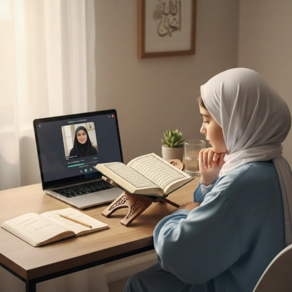 online hifz program live teacher feedback during Quran memorization session