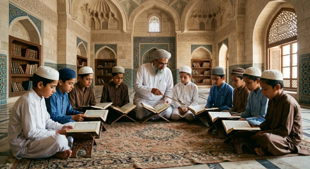 can online quran classes replace madrasa students studying quran in traditional madrasa with teacher guidance