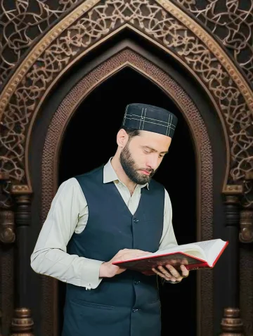Quran Teacher standing in the masjid.